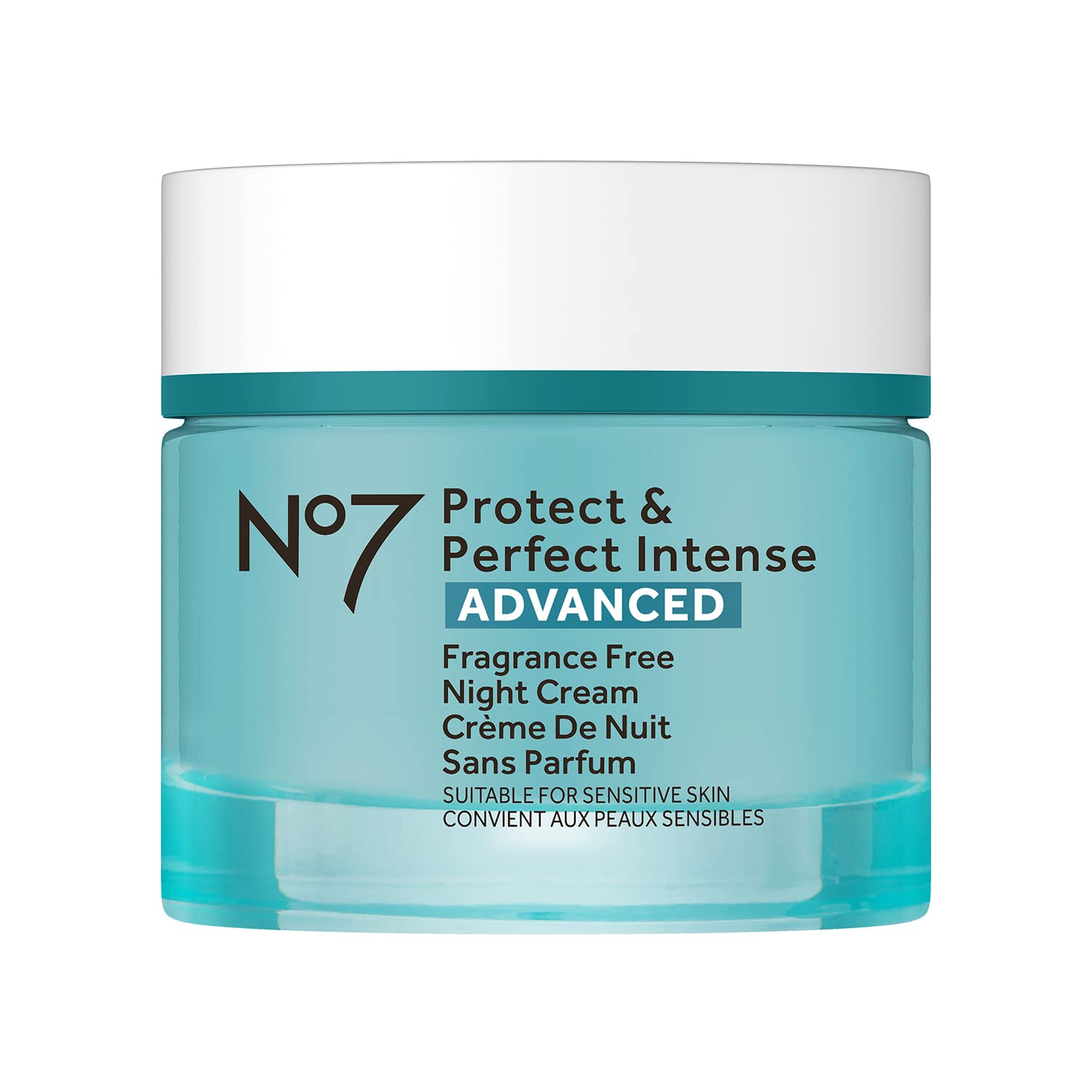 No7 Protect & Perfect Intense Advanced Night Cream Fragrance Free - Vitamin E & Shea Butter Face Cream - Fine Line Reducing Moisturizer with Collagen Peptide Technology (1.69 fl oz)